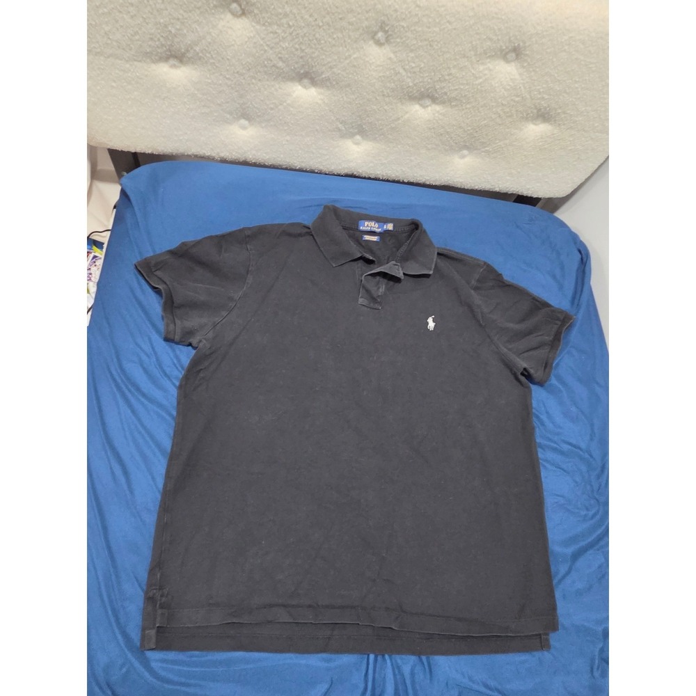 Polo Ralph Lauren Mens XL Black Custom Slim Fit Stretch Mesh Polo Pony Logo